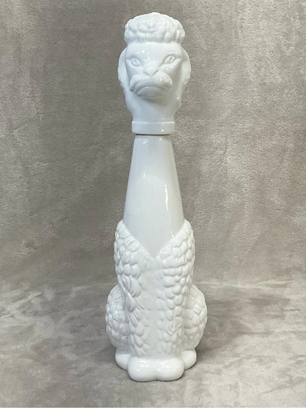 Vtg 60s 70s Poodle Dog Milk Glass Figural Wine Decanter